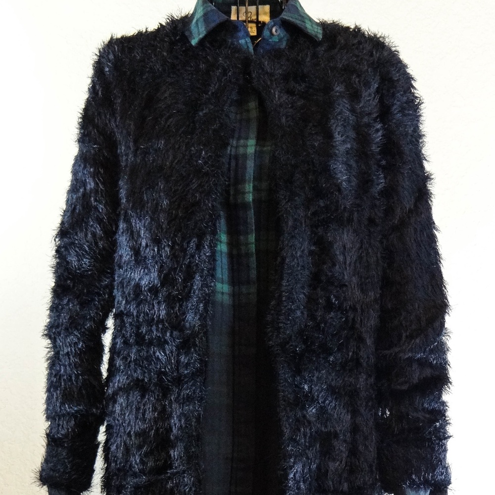 Black fluffy coat
